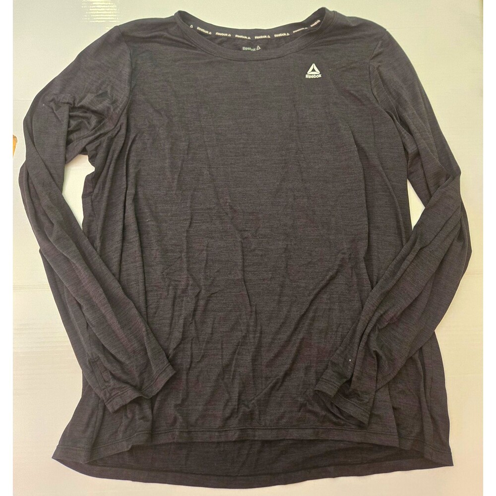 Reebok Logo Long Sleeve Crew Neck Activewear T-Shirt Gray 3XL Big & Tall